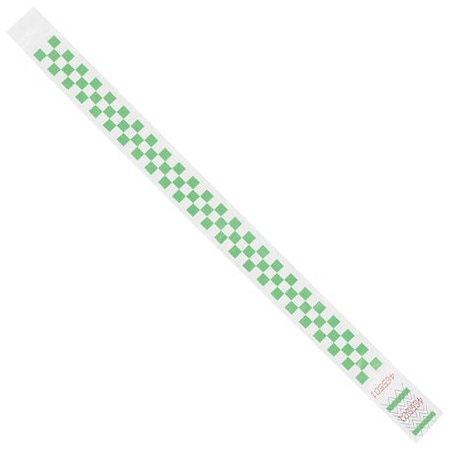 Bsc Preferred 3/4 x 10'' Green Checkerboard Tyvek Wristbands, 500PK BUY00022014